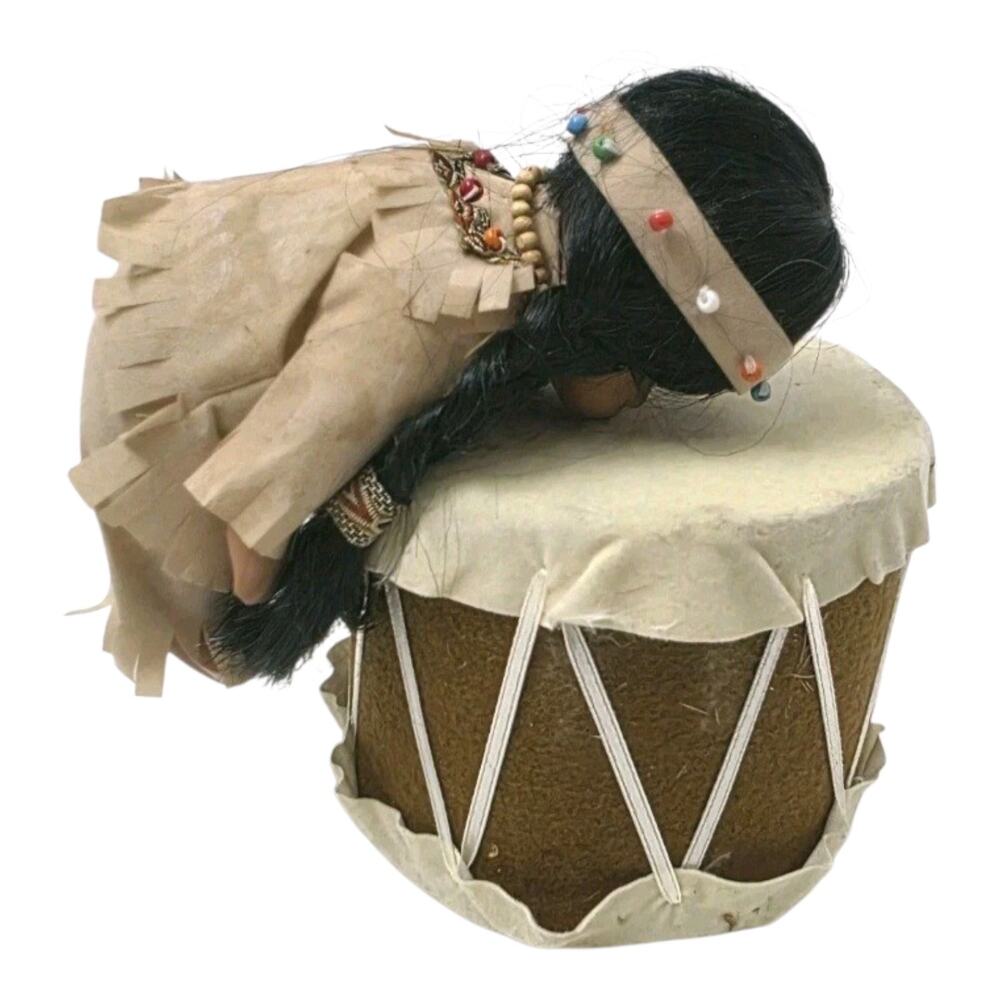 Little Willie Native American Porcelain Doll W/ Drum Emerald Doll Collection 12"